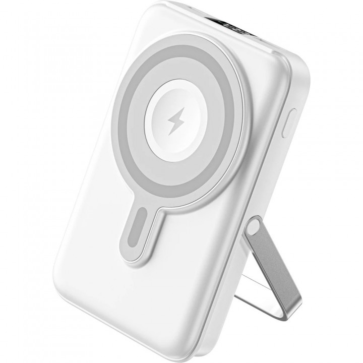 Beyaz Standlı MagSafe Uyumlu 10000 mAh LCD Göstergeli Promosyon Powerbank